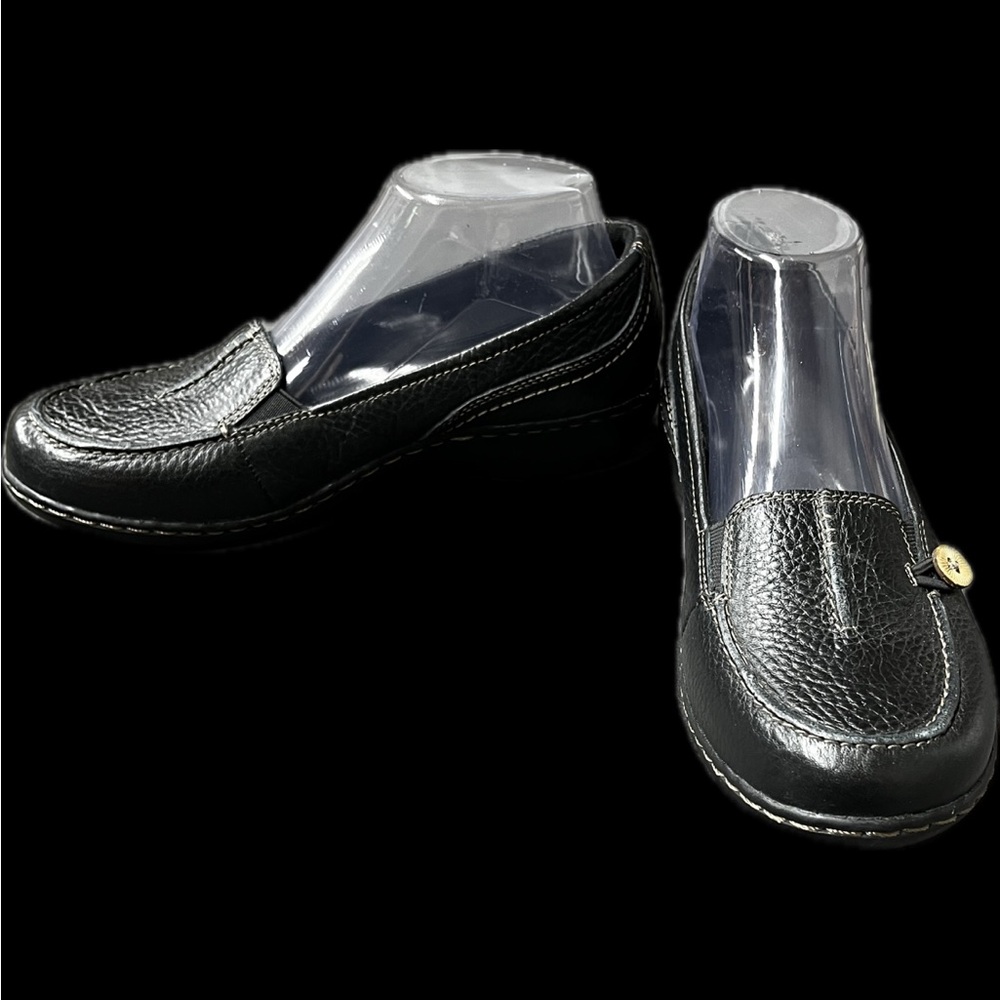 Clark’s Ashley Scurry Slip/on Black Leather Loafers Button Accents Like New 7 - Picture 7 of 16